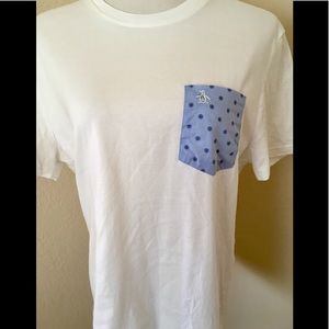 Penguin T shirt white T short sleeves blue pocket